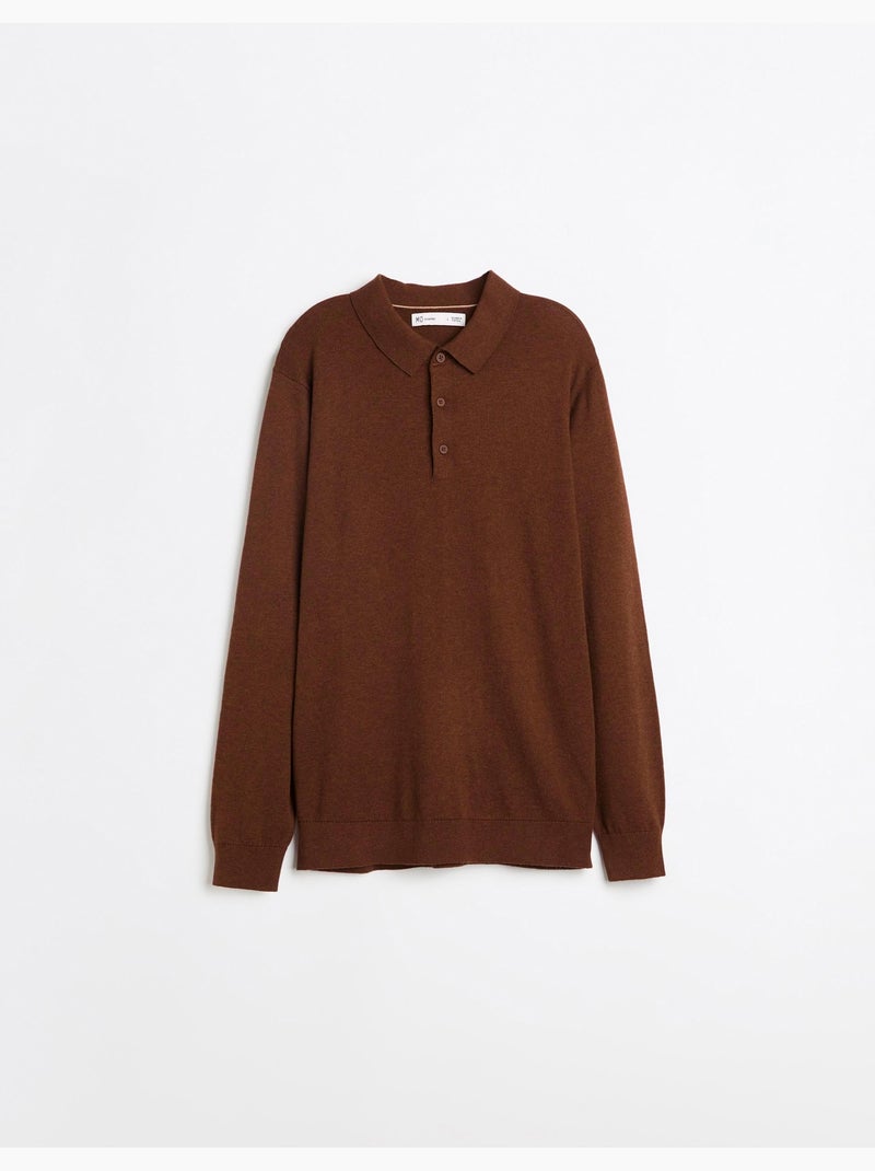 Polo tricoté avec cachemire, mo fashion Marron - Kiabi