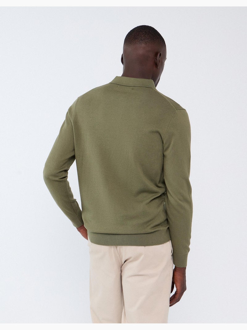 Polo tricoté avec cachemire, mo fashion Vert - Kiabi
