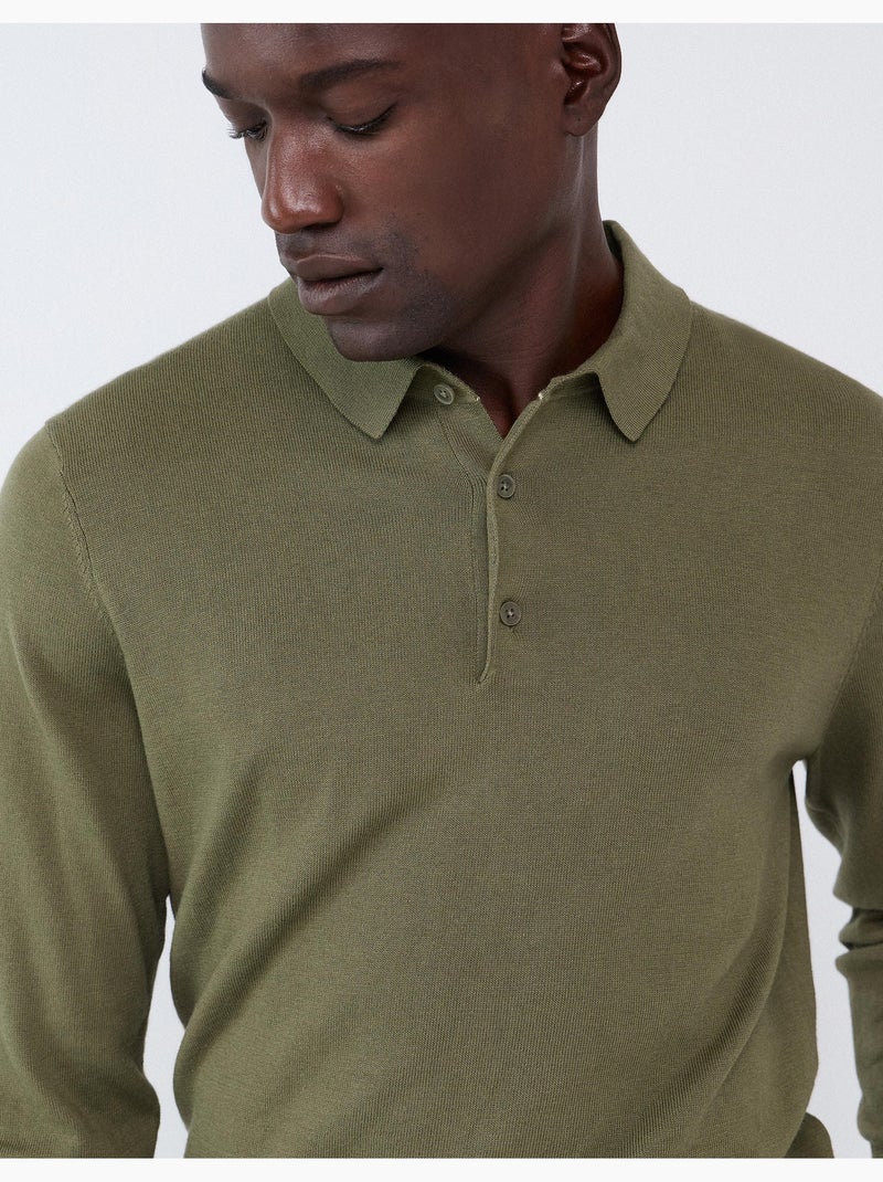 Polo tricoté avec cachemire, mo fashion Vert - Kiabi
