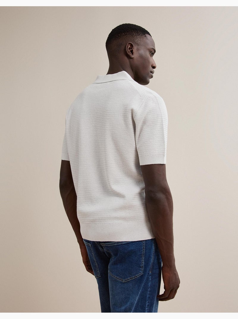 Polo tricoté avec du lin, mo fashion Beige - Kiabi