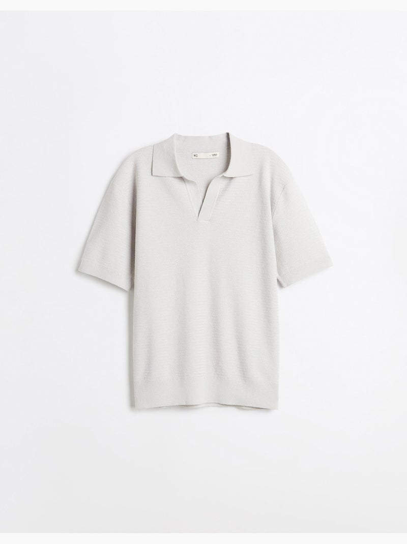Polo tricoté avec du lin, mo fashion Beige - Kiabi