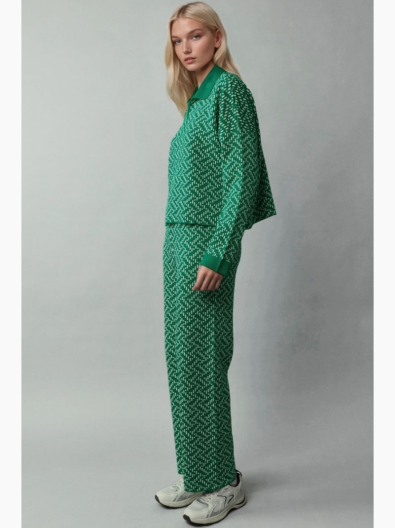 Polo-trui van gebreide stof met patroon my fashion Groen - Kiabi