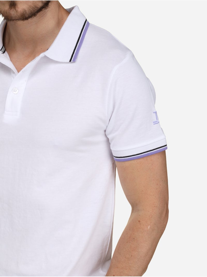 Polo uni à liseré - Torrente Blanc Violet - Kiabi