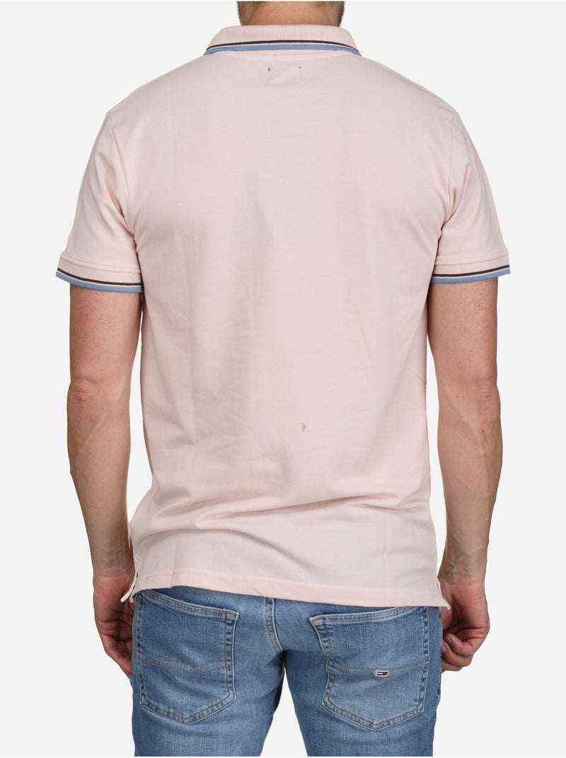 Polo uni à liseré - Torrente Bleu Rose clair - Kiabi