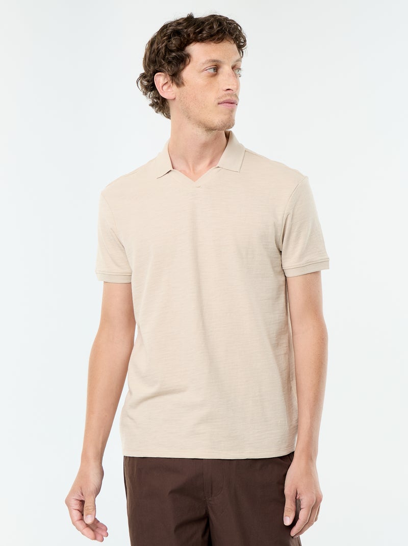 Polo uni à manches courtes Beige - Kiabi