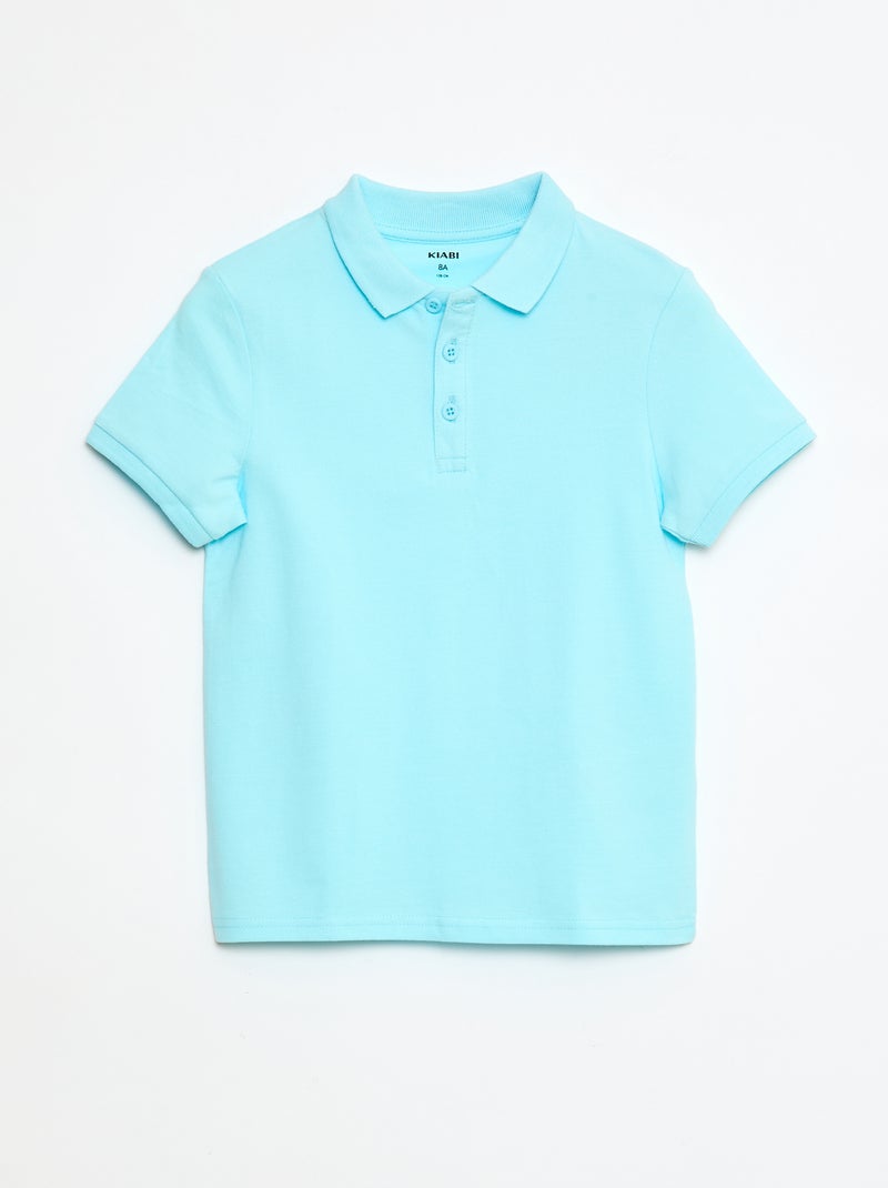 Polo uni en maille piquée Bleu - Kiabi