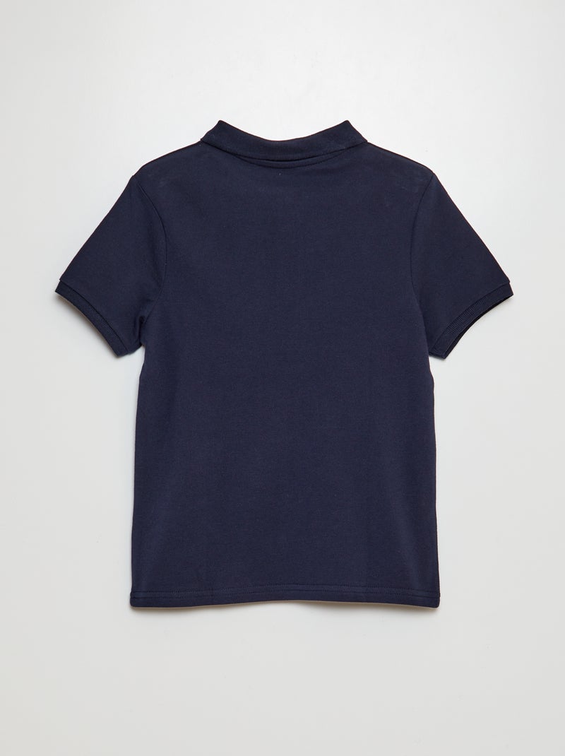 Polo uni en maille piquée Marine - Kiabi