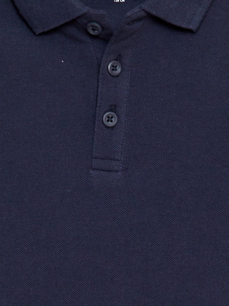Polo uni en maille piquée Marine - Kiabi