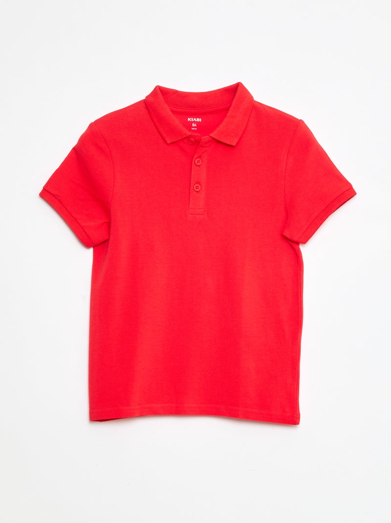 Polo uni en maille piquée Rouge - Kiabi