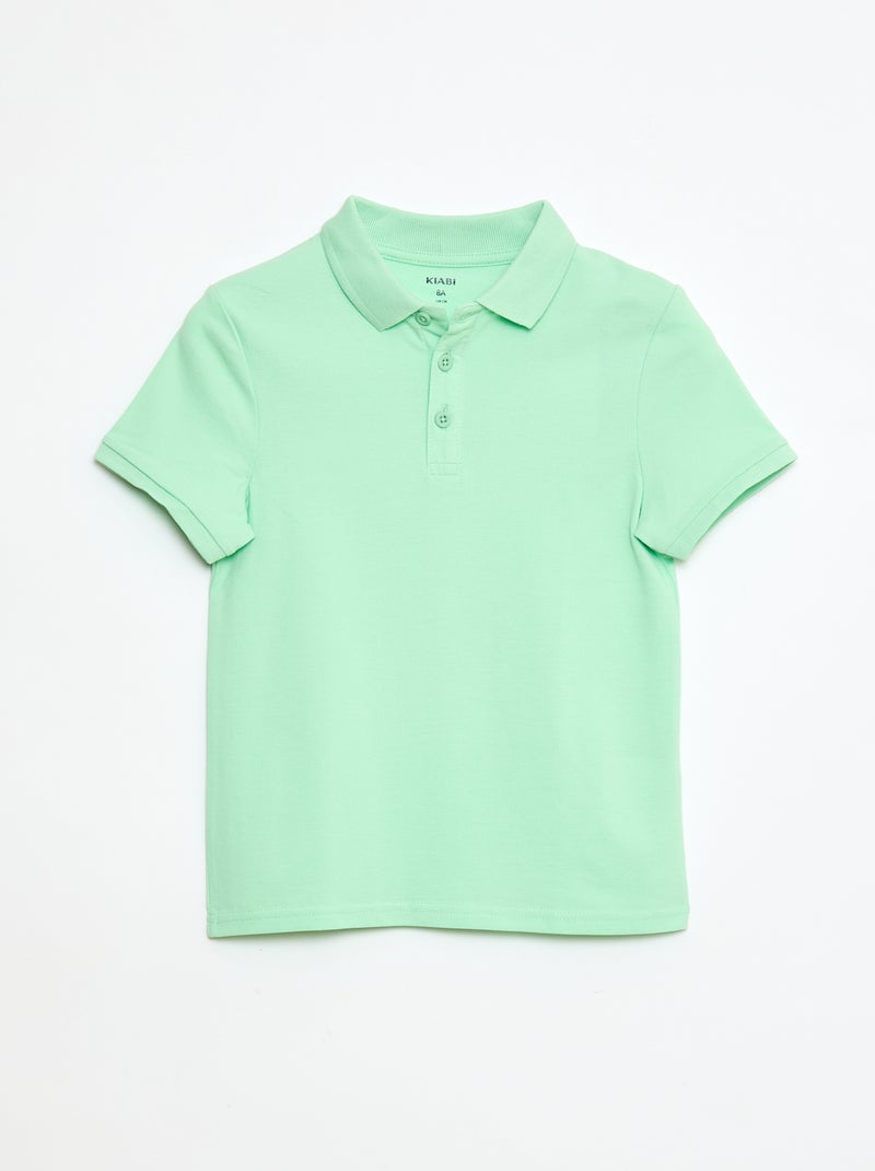 Polo uni en maille piquée Vert - Kiabi