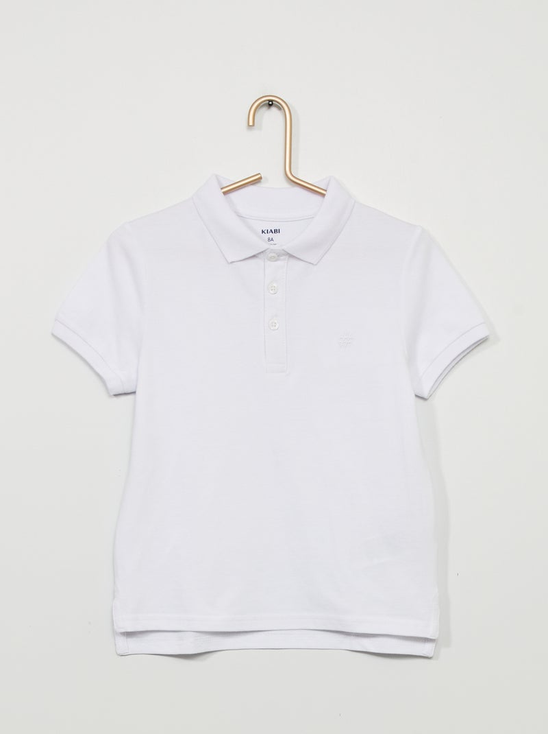 Polo uni en piqué de coton Blanc - Kiabi