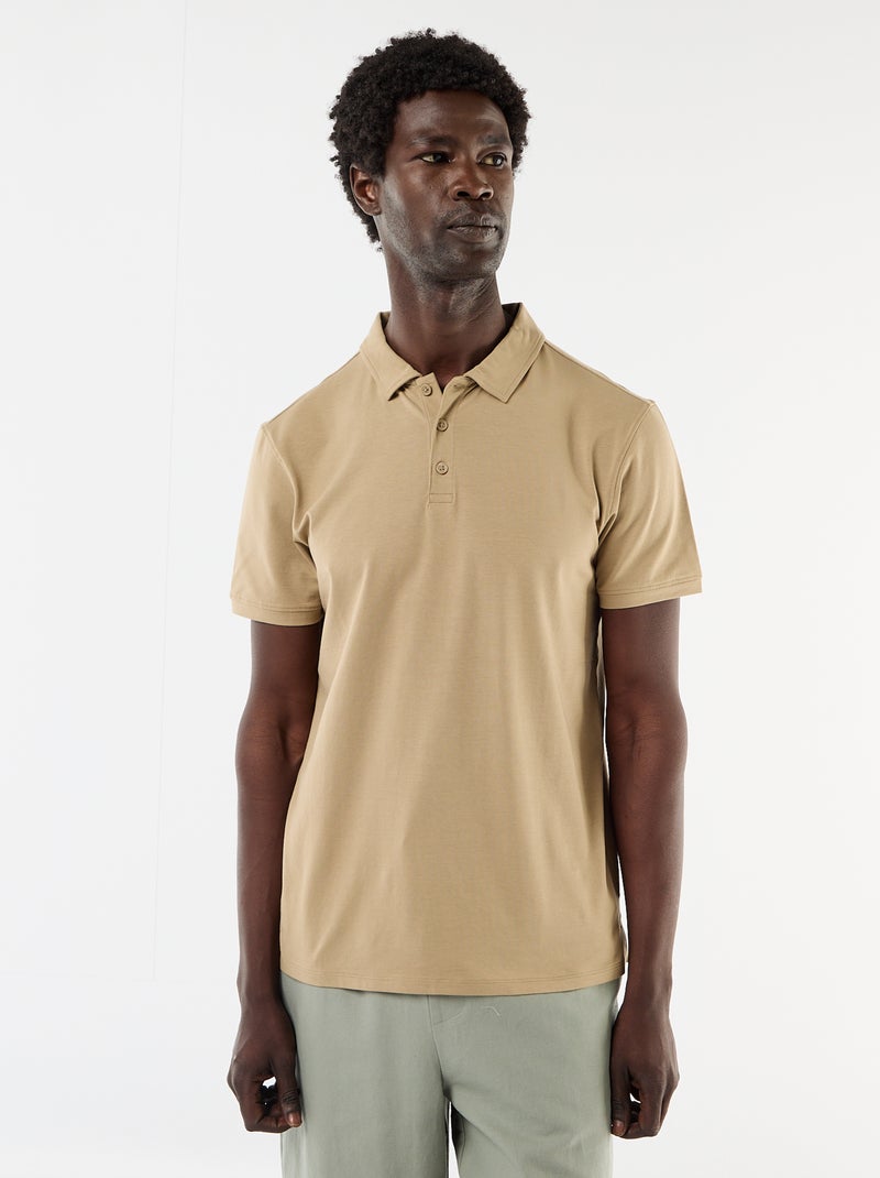Polo uni homme à manches courtes Beige - Kiabi