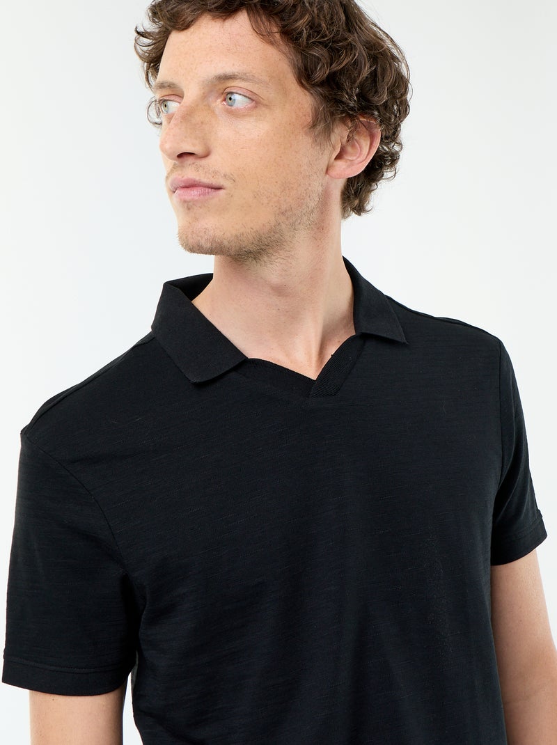 Polo uni homme à manches courtes Noir - Kiabi