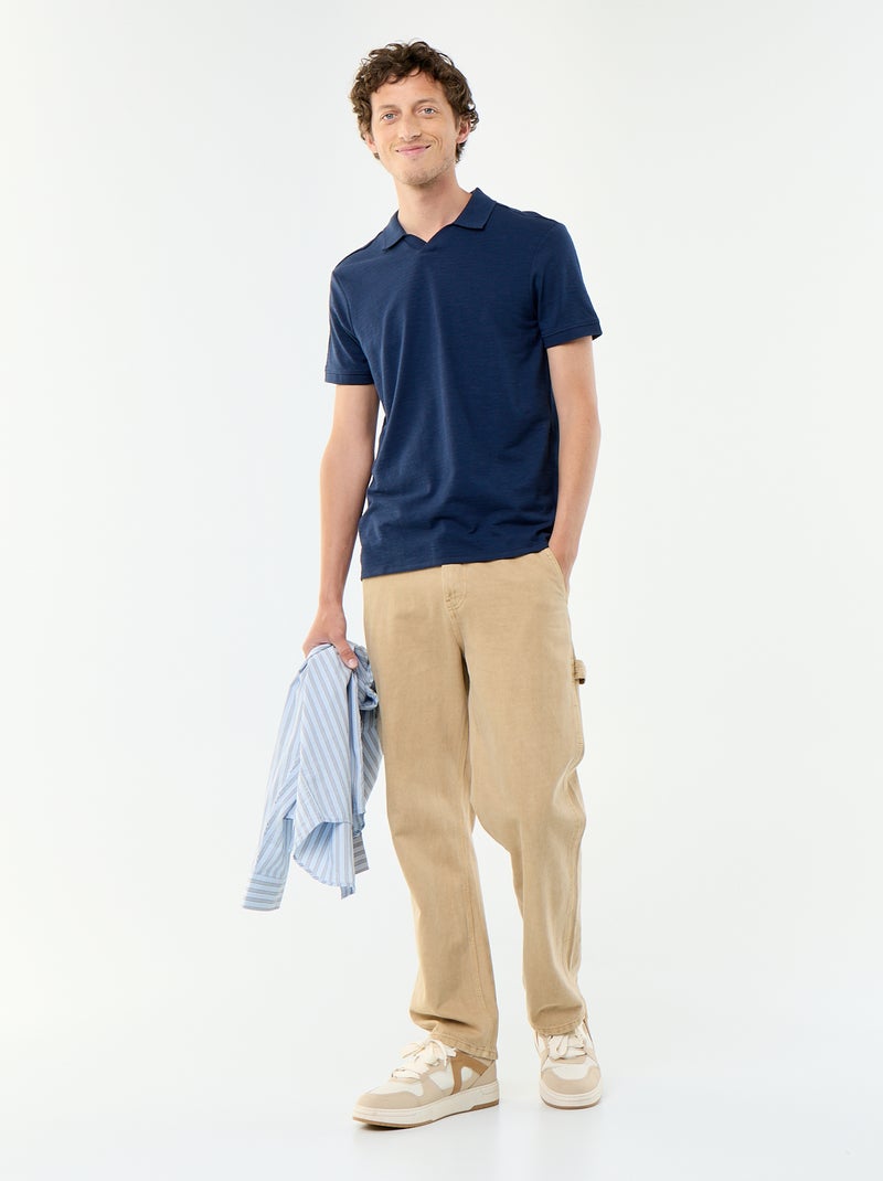 Polo uni homme à manches courtes Noir - Kiabi