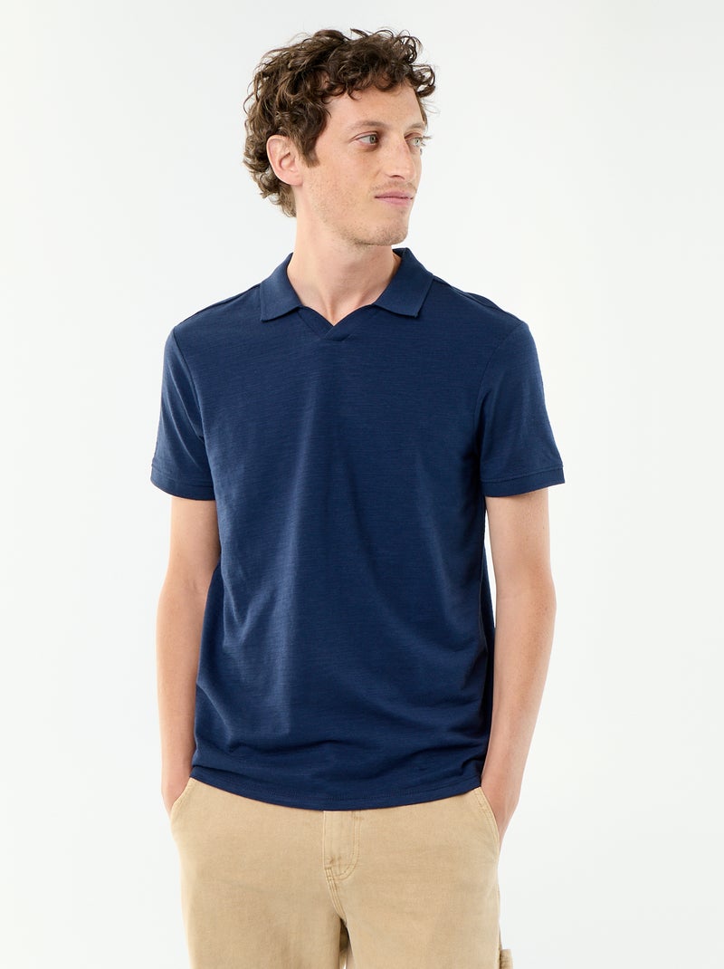 Polo uni homme à manches courtes Noir - Kiabi