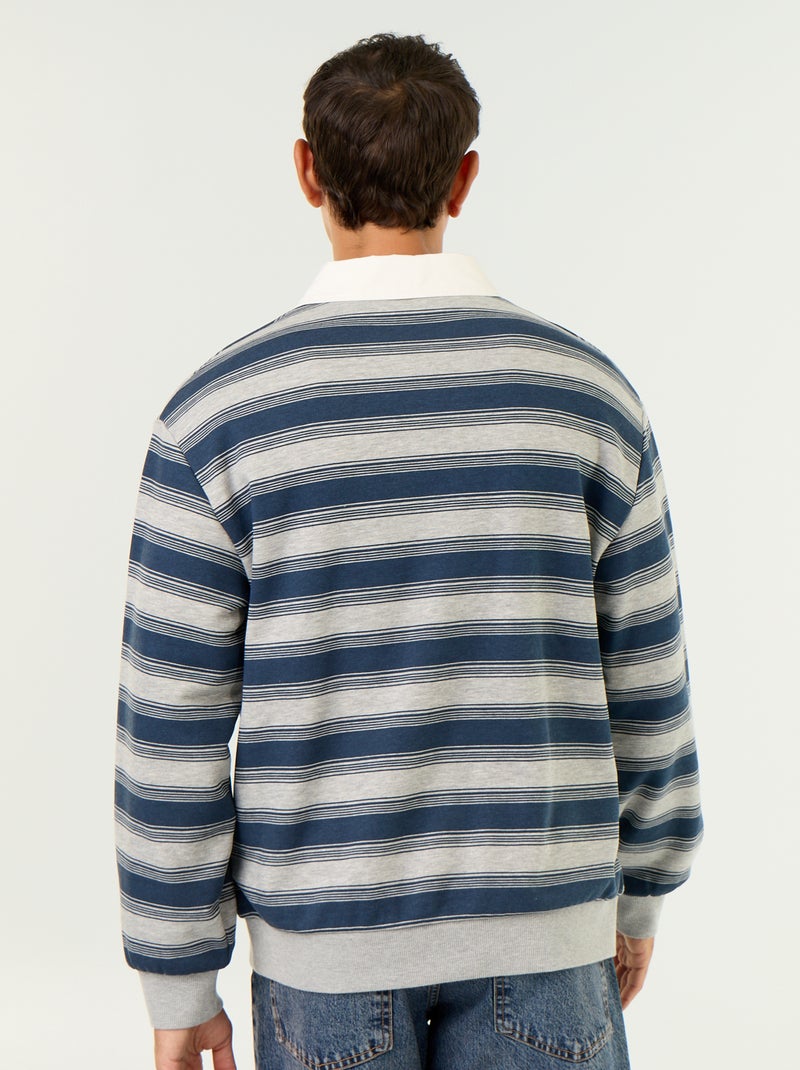 Polo uni style rugby manches longues Bleu - Kiabi