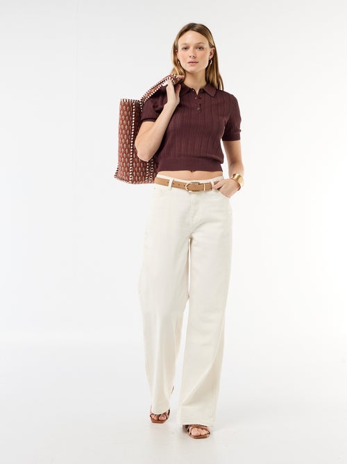 Polo van ajourgebreide stof met korte mouwen - Kiabi