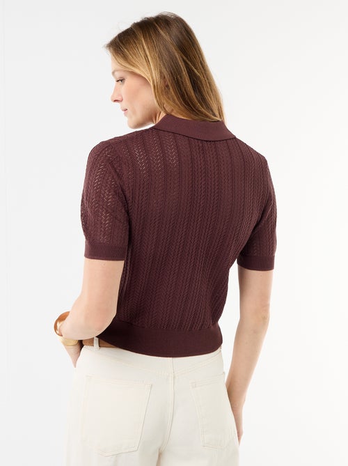 Polo van ajourgebreide stof met korte mouwen - Kiabi