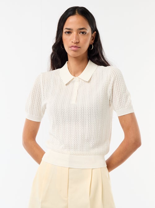 Polo van ajourgebreide stof met korte mouwen - Kiabi