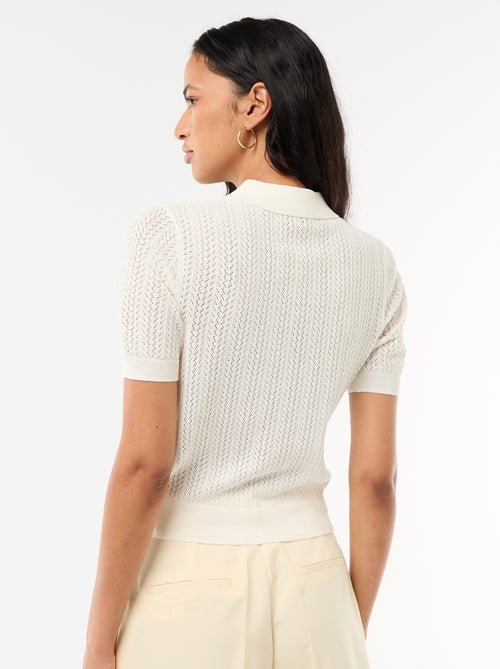 Polo van ajourgebreide stof met korte mouwen - Kiabi