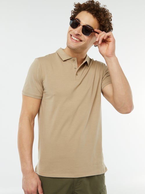 Polo van effen jersey met korte mouw - Kiabi