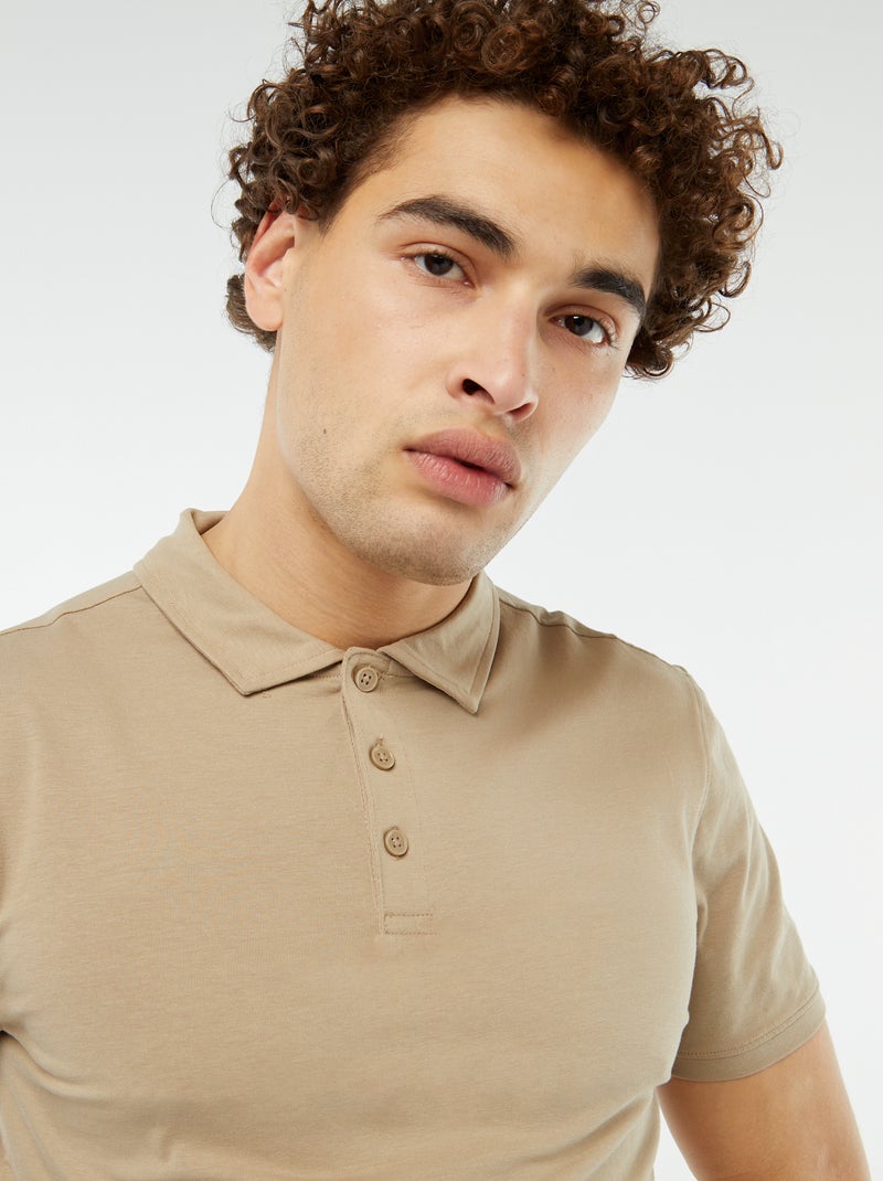 Polo van effen jersey met korte mouw BIEGE - Kiabi