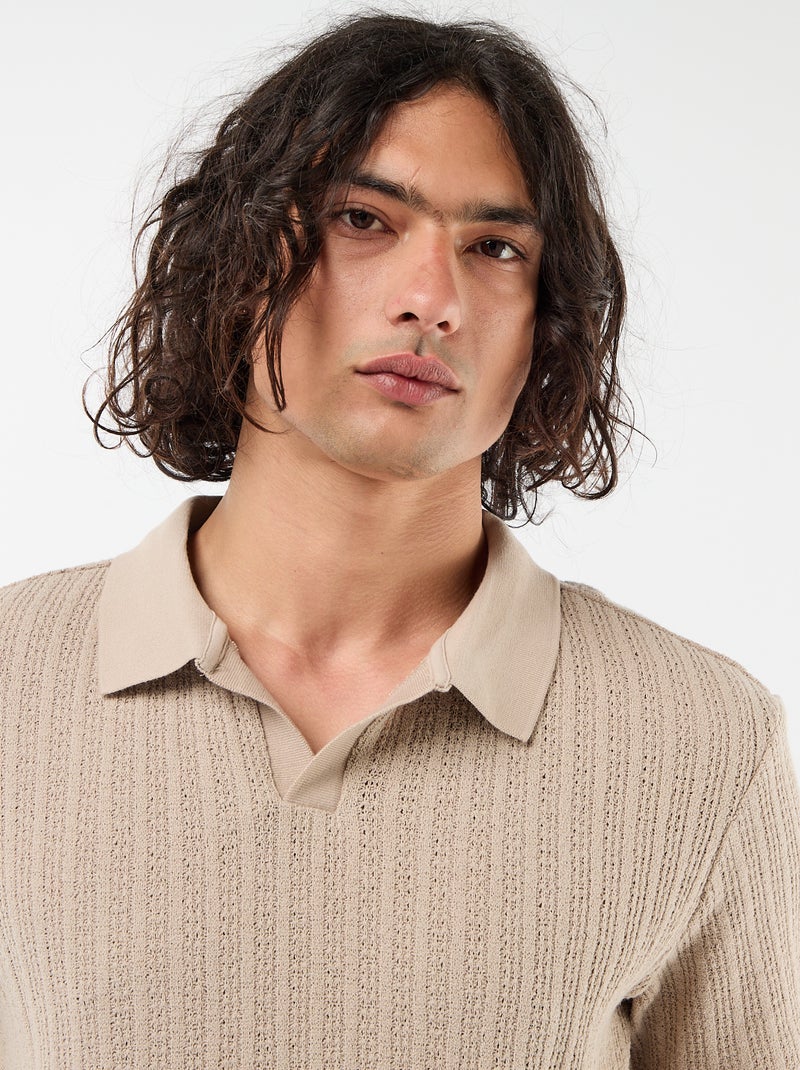 Polo van fantasie ajour-breisel Biege - Kiabi