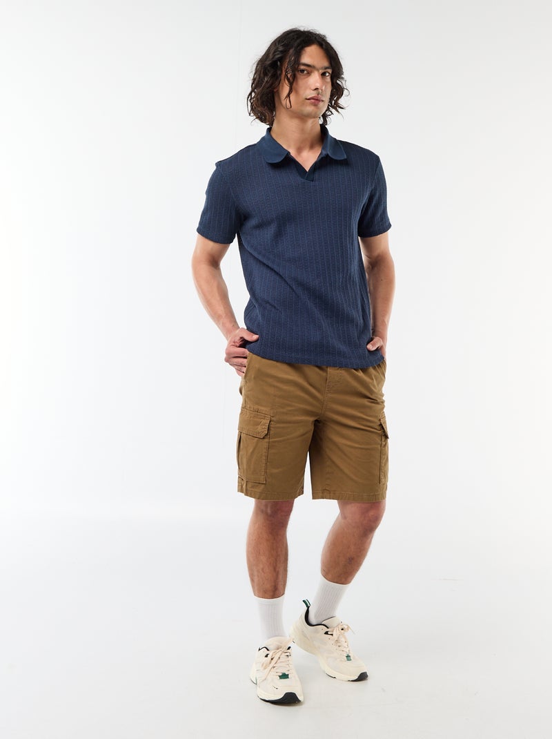 Polo van fantasie ajour-breisel Blauw - Kiabi