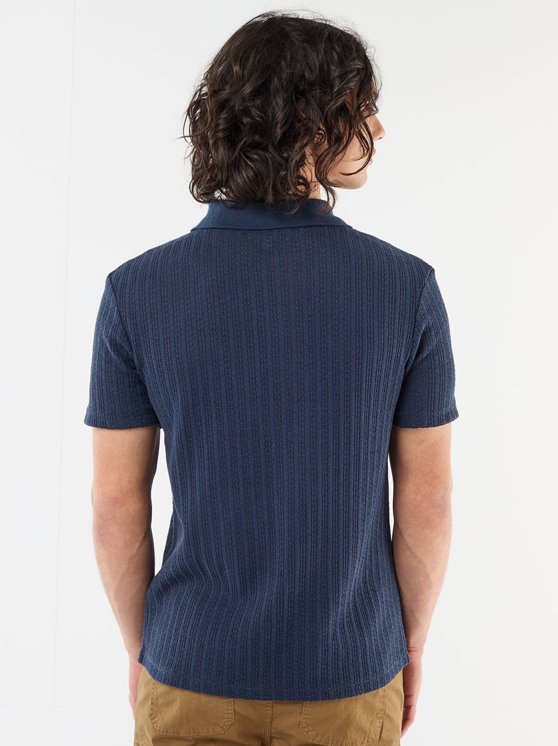 Polo van fantasie ajour-breisel Blauw - Kiabi