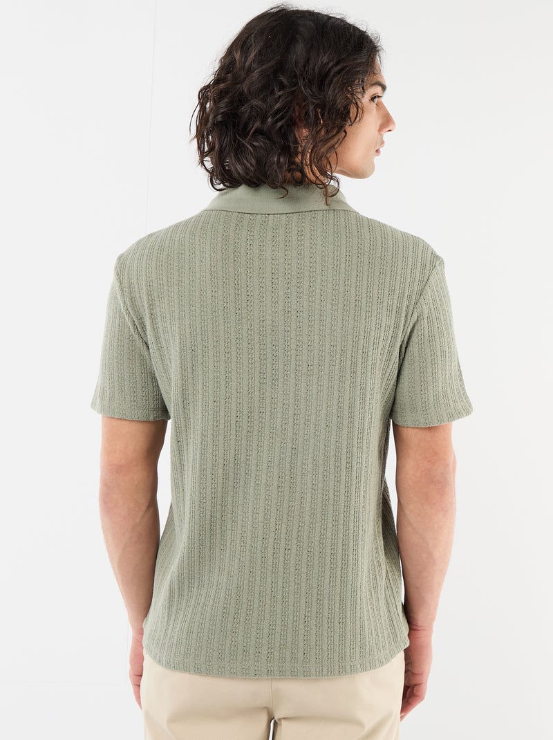 Polo van fantasie ajour-breisel Groen - Kiabi