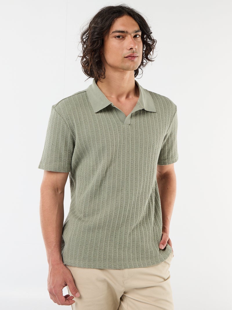 Polo van fantasie ajour-breisel Groen - Kiabi