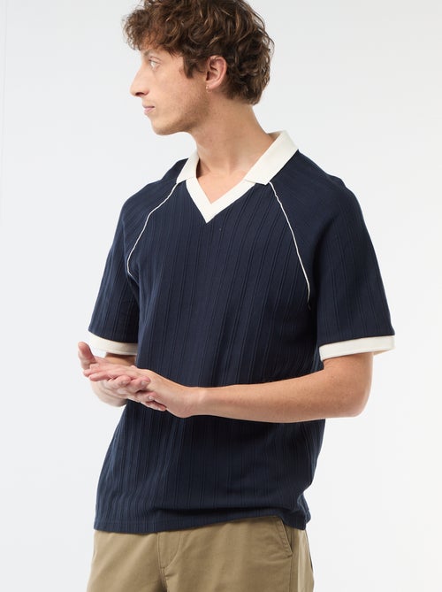 Polo van fantasie materiaal met polokraag zonder knopen - Kiabi