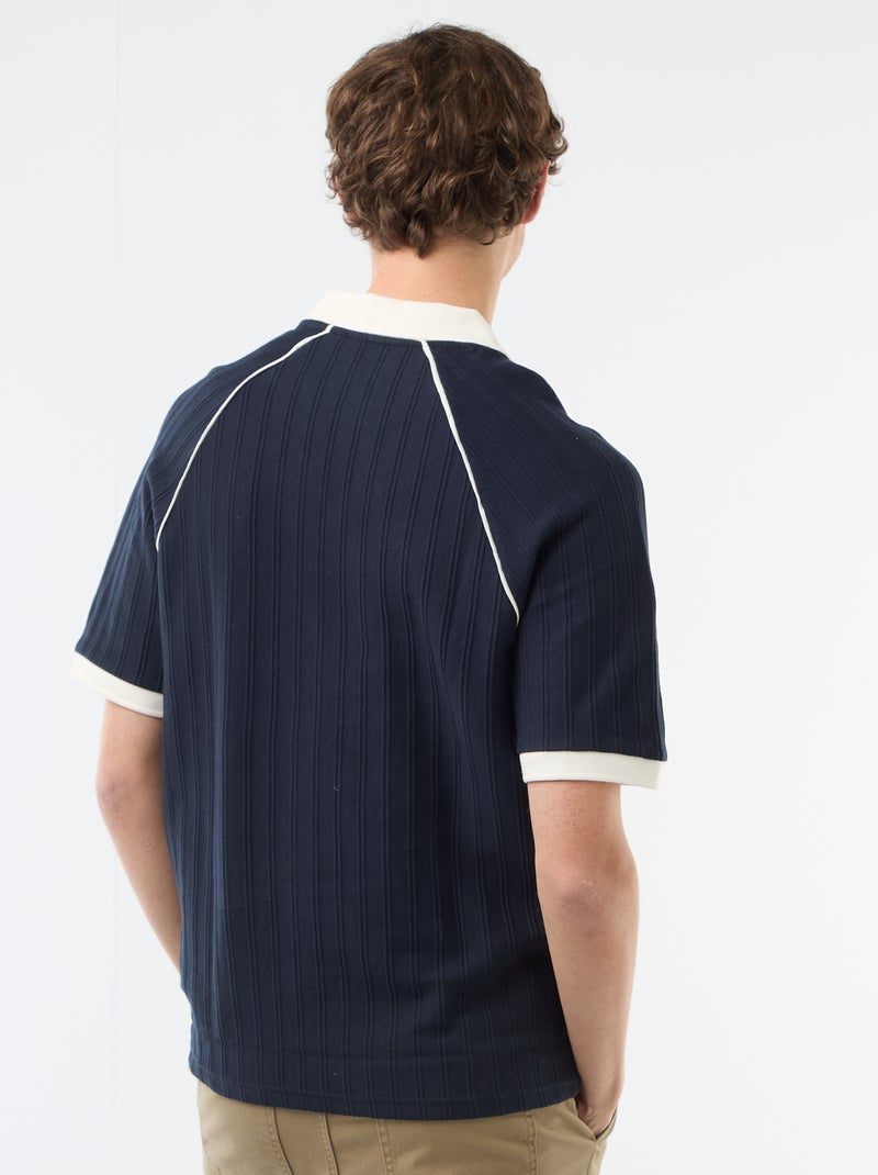 Polo van fantasie materiaal met polokraag zonder knopen Blauw - Kiabi