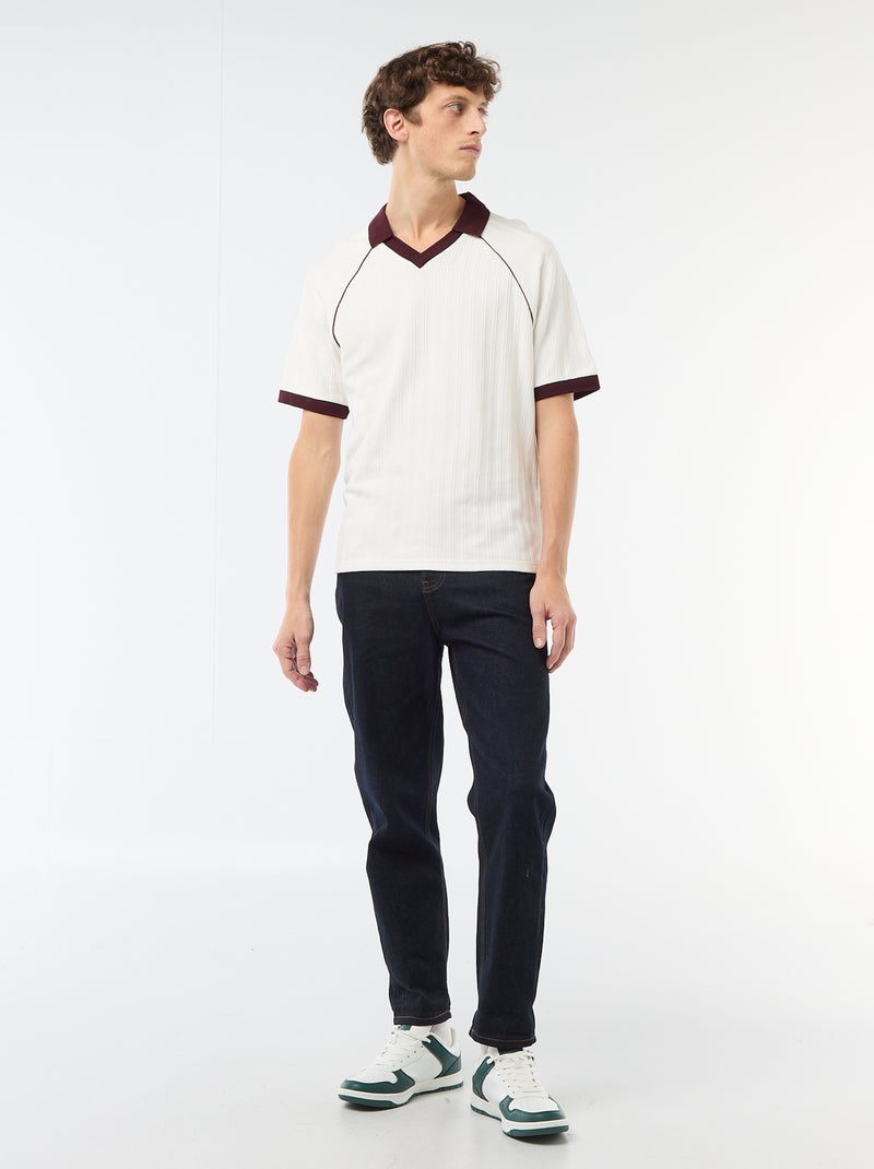 Polo van fantasie materiaal met polokraag zonder knopen Wit - Kiabi
