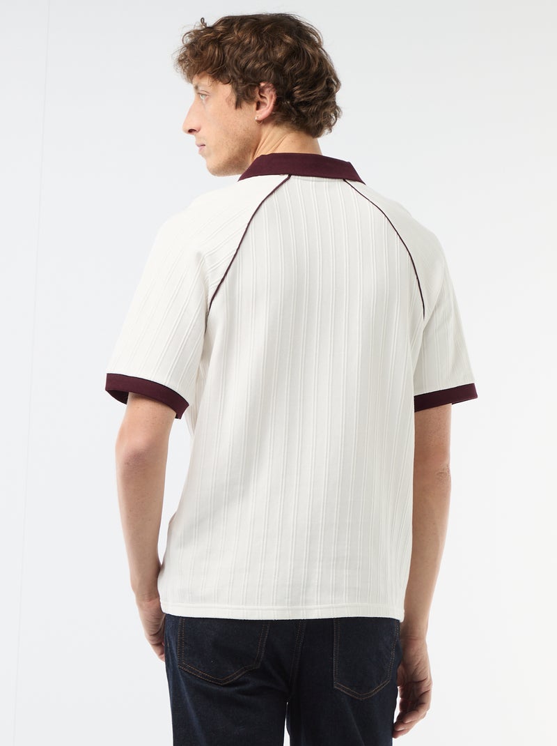 Polo van fantasie materiaal met polokraag zonder knopen Wit - Kiabi
