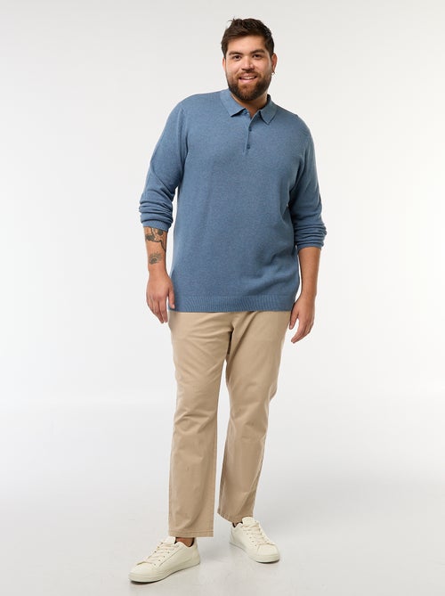 Polo van fantasietricot met lange mouwen - Kiabi