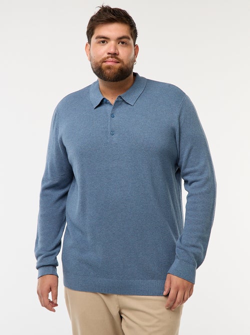 Polo van fantasietricot met lange mouwen - Kiabi