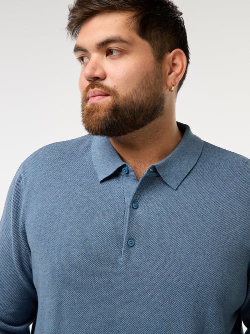 Polo van fantasietricot met lange mouwen - Kiabi