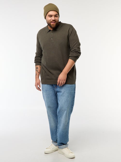 Polo van fantasietricot met lange mouwen - Kiabi