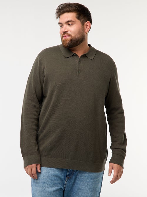 Polo van fantasietricot met lange mouwen - Kiabi