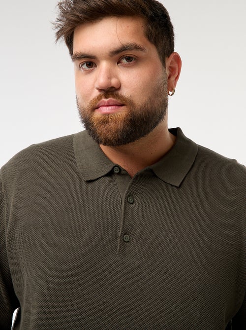 Polo van fantasietricot met lange mouwen - Kiabi