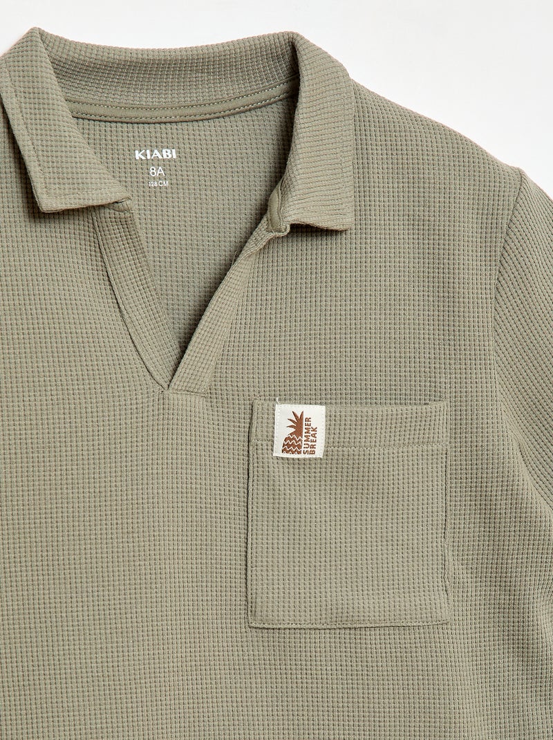 Polo van gewafelde stof Groen - Kiabi