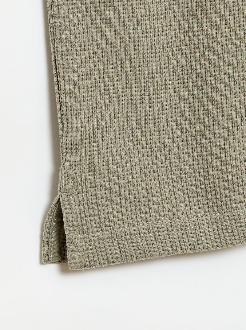 Polo van gewafelde stof Groen - Kiabi