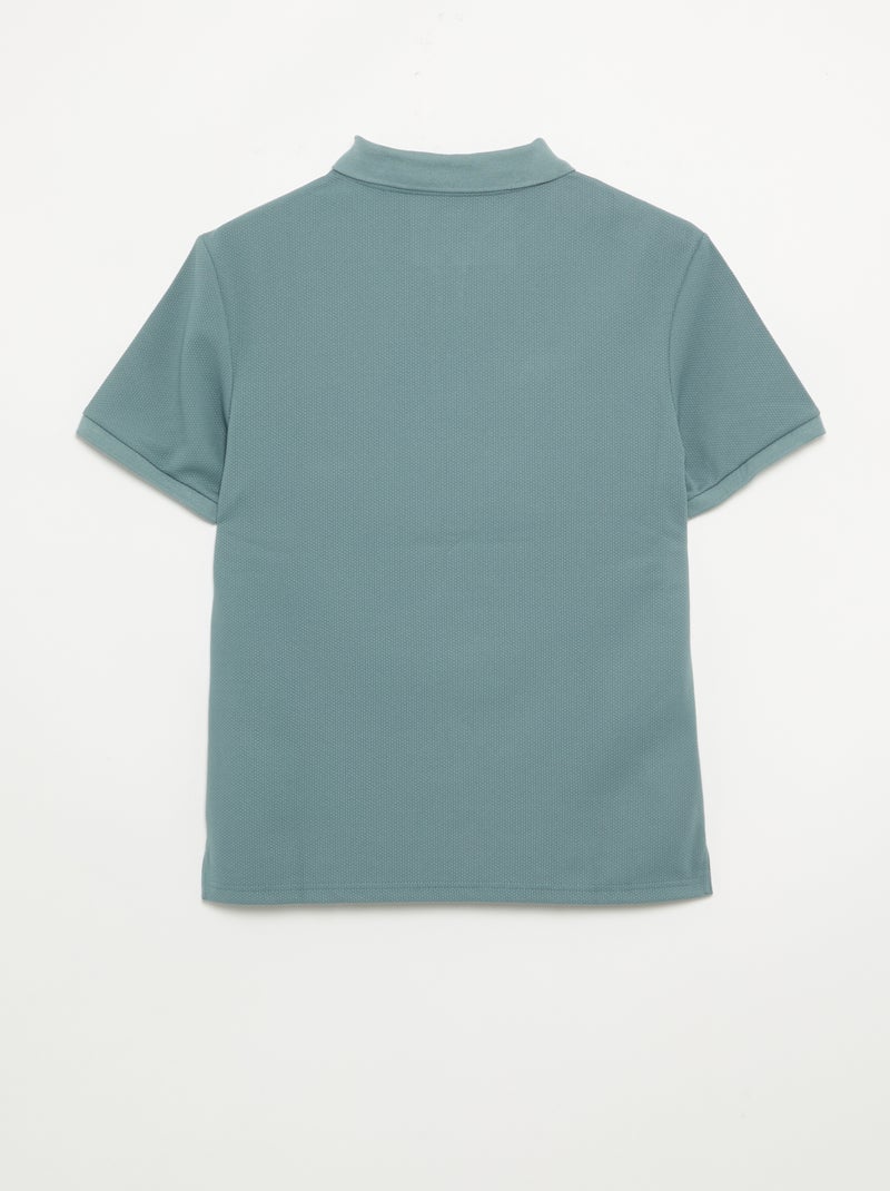 Polo van gewafelde stof met ritskraag Blauw - Kiabi