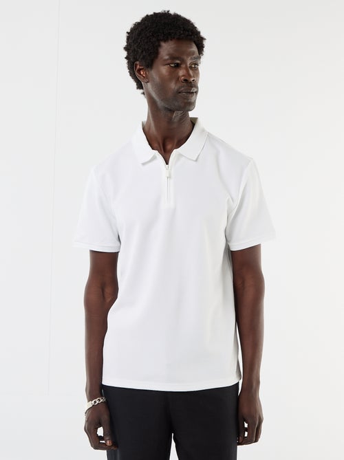 Polo van gewafelde stof met ritskraag - Kiabi