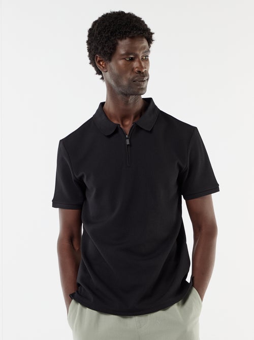 Polo van gewafelde stof met ritskraag - Kiabi