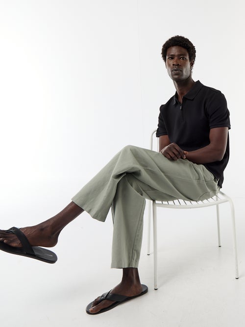 Polo van gewafelde stof met ritskraag - Kiabi