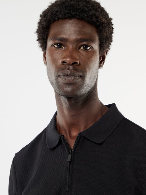 Polo van gewafelde stof met ritskraag - Kiabi