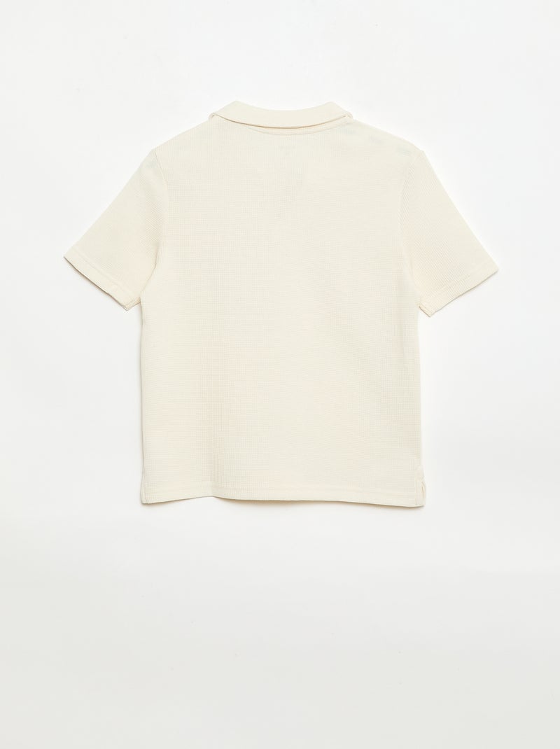 Polo van gewafelde stof Wit - Kiabi