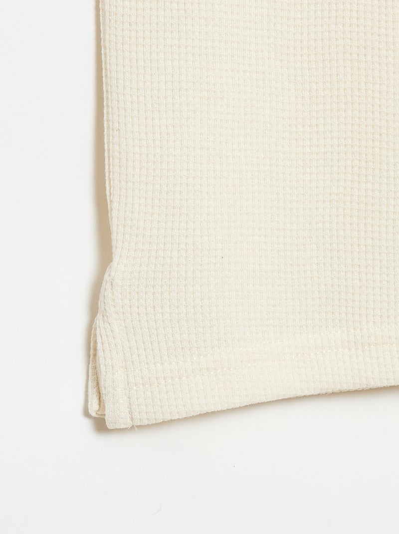 Polo van gewafelde stof Wit - Kiabi